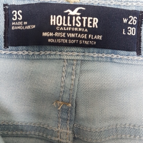 Hollister Boho Embroidered High Rise Vintage Flare Light Wash Denim Jeans Sz 26 - Picture 5 of 15